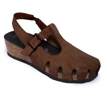 Plakton Closed-Toe Sandal – Amanda Dark Brown Suede